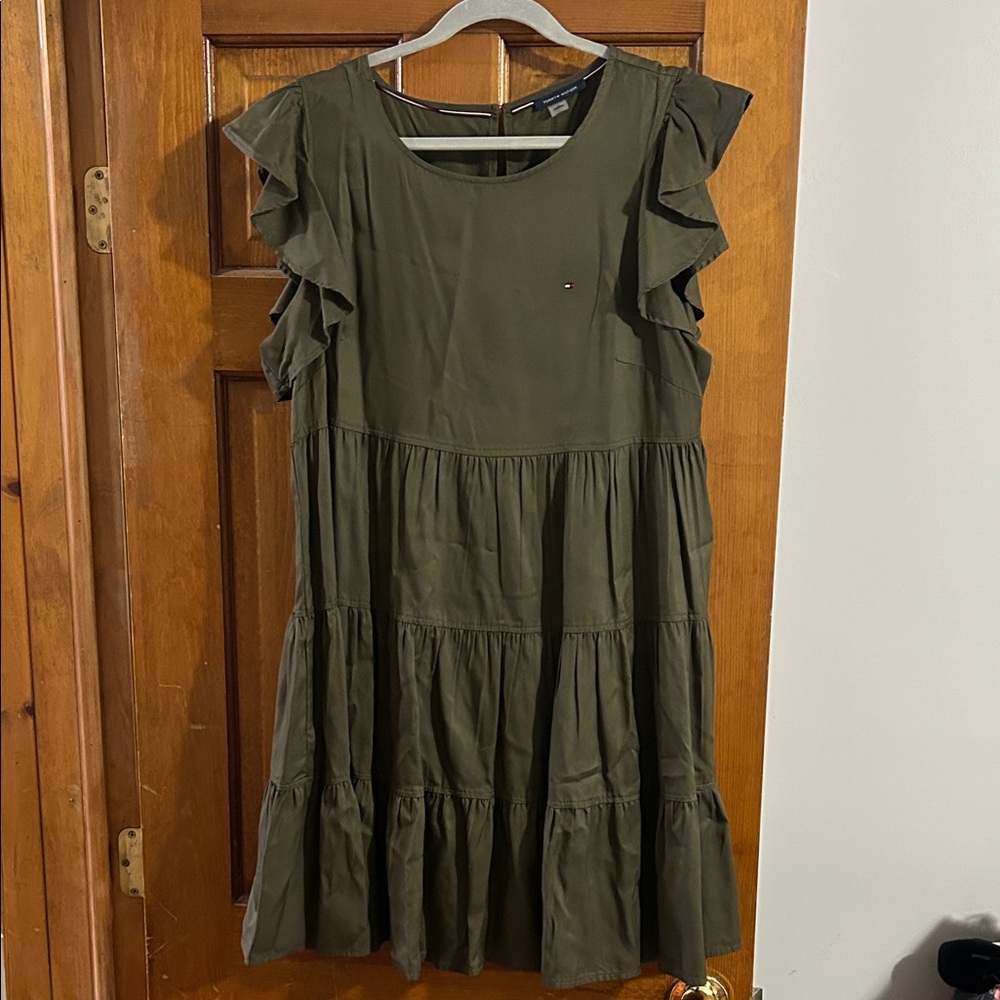 Tommy Hilfiger Dark Green Ruffle Dress